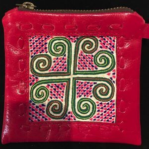 Karen Silk Thai Red Leather Coin Purse