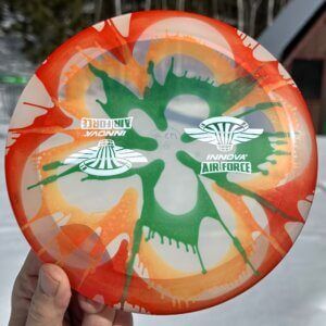 I-DYED CHAMPION GORGON w/2 Innova Air Force stamps -- 173-5 grams (3651)