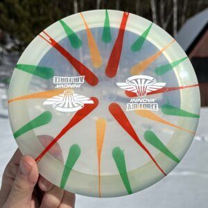 I-DYED CHAMPION GORGON w/2 Innova Air Force stamps -- 173-5 grams (3653)